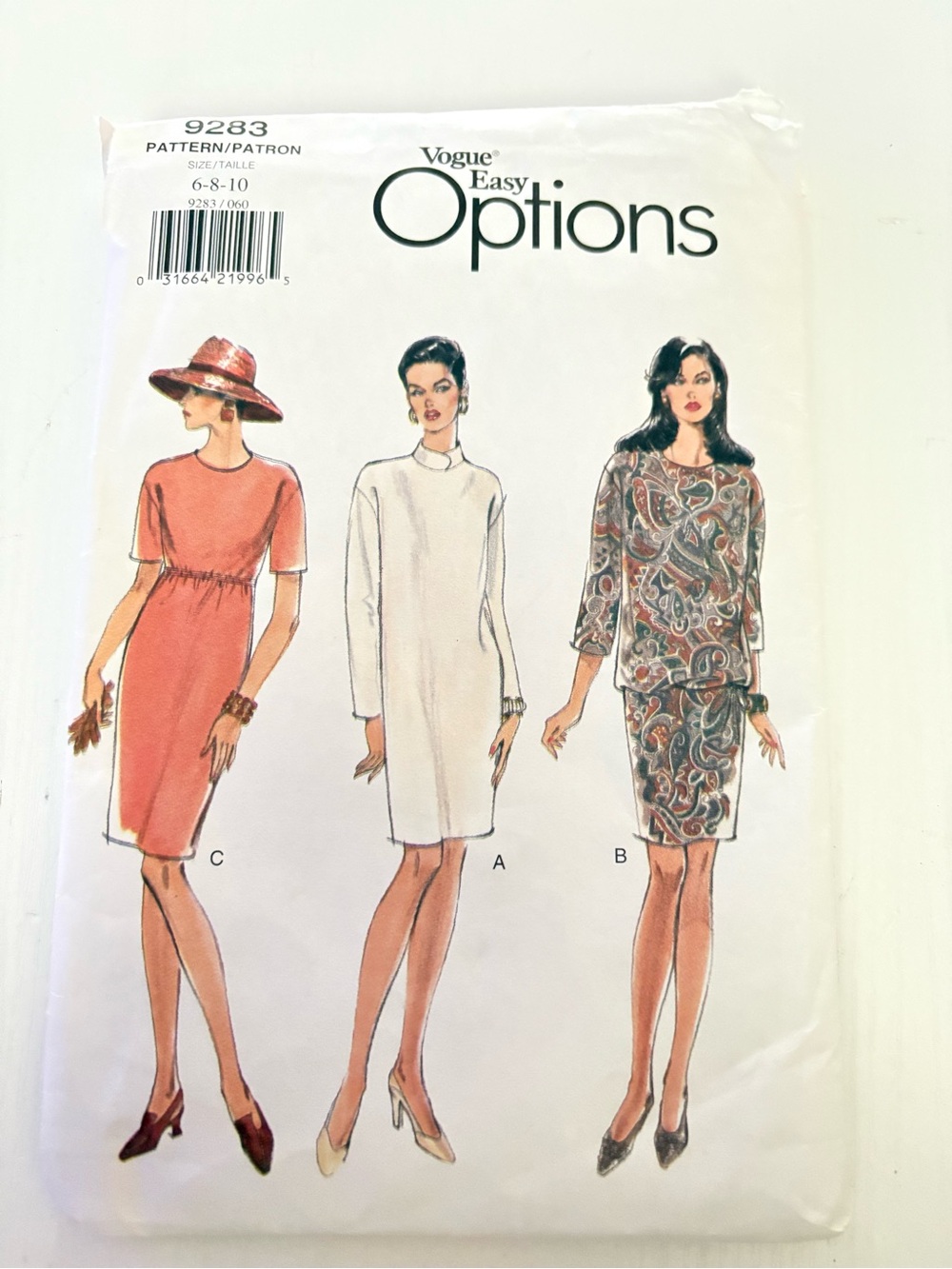 Vintage Vogue Easy Options 9283 Misses Dress Sewing Pattern Sizes 6-8-10 Uncut